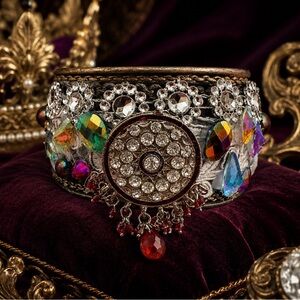 Assemblage Artisan Cuff Bracelet Up Cycled Collage OOAK Handcrafted ✨👑💎 Rubyrudi